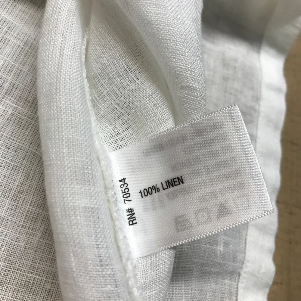 Orvis Linen Top Blouse Womens Size L White Button Up Beach Henley Lightweight - Picture 6 of 10